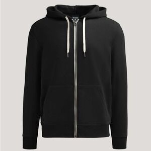 True Classic Fleece Full Zip Hoodie Men's Large Black French Terry Casual NWOT